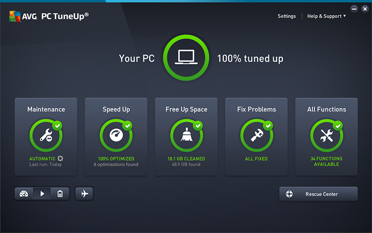 AVG PC TuneUp application interface