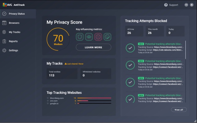 Blocco tracker - Previeni il tracciamento online | AVG AntiTrack