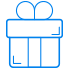 Functiepictogram in de vorm van een cadeau, blauw