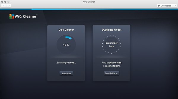 Mac Cleaner - escaneamento do Disk Cleaner em andamento 