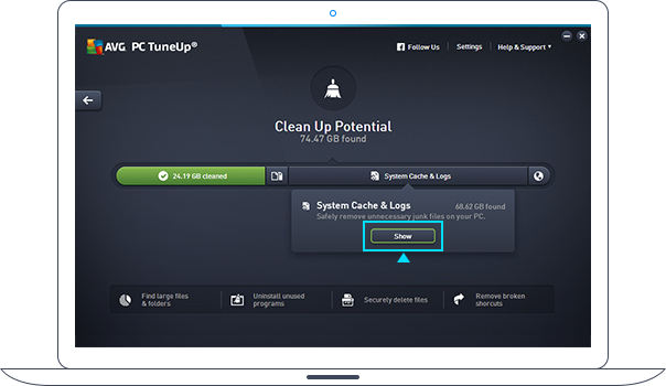 Oppryddingspotensial for PC TuneUp