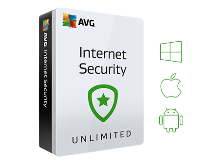 Confezione Internet Security con icone Windows, Android e Mac