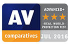 AV comparatives advanded+ real world protection test award - July 2016