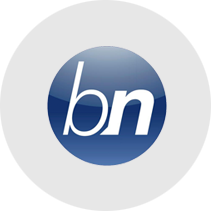 pictogram, logo beta news in grijze cirkel