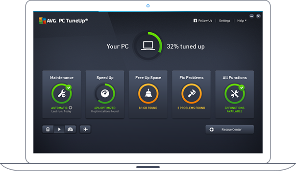 Tableau de bord PC TuneUp