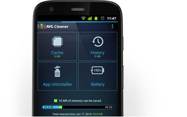 Motorola g half, AVG Cleaner, UI, 380 x 239 px