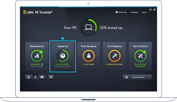 AVG PC TuneUp-Dashboard