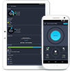 Android-tablet en mobiele telefoon met AVG Cleaner voor Android