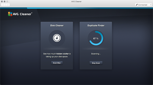 AVG Cleaner para Mac: análisis de archivos duplicados en curso