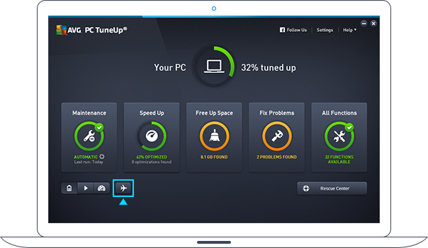 Gebruikersinterface Vliegtuigmodus