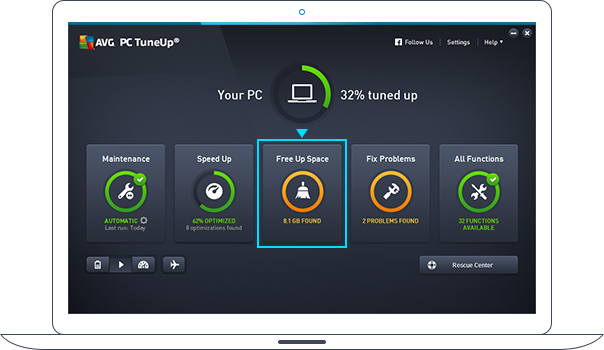 PC チューンナップのダッシュボード