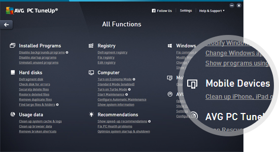AVG PC Tuneup UI