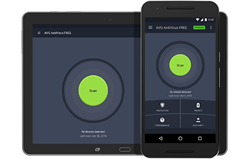 Android tablet and phone with AVG AntiVirus FREE for Android UI