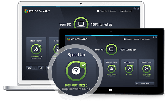 Laptop and tablet with PC TuneUp UI with Turbo feature highlighted