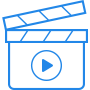 Icono de función de película con botón reproducir