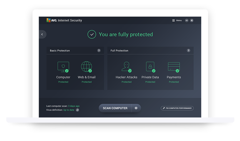 AVG Internet Security Unlimited UI