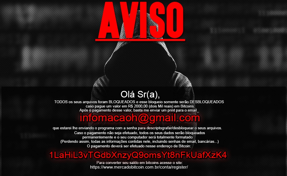 Captura de ecrã do ransomware Crypt888