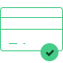 green credit card with check tick icon