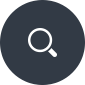 icône fonctionnalité avec une loupe dans un cercle gris foncé
